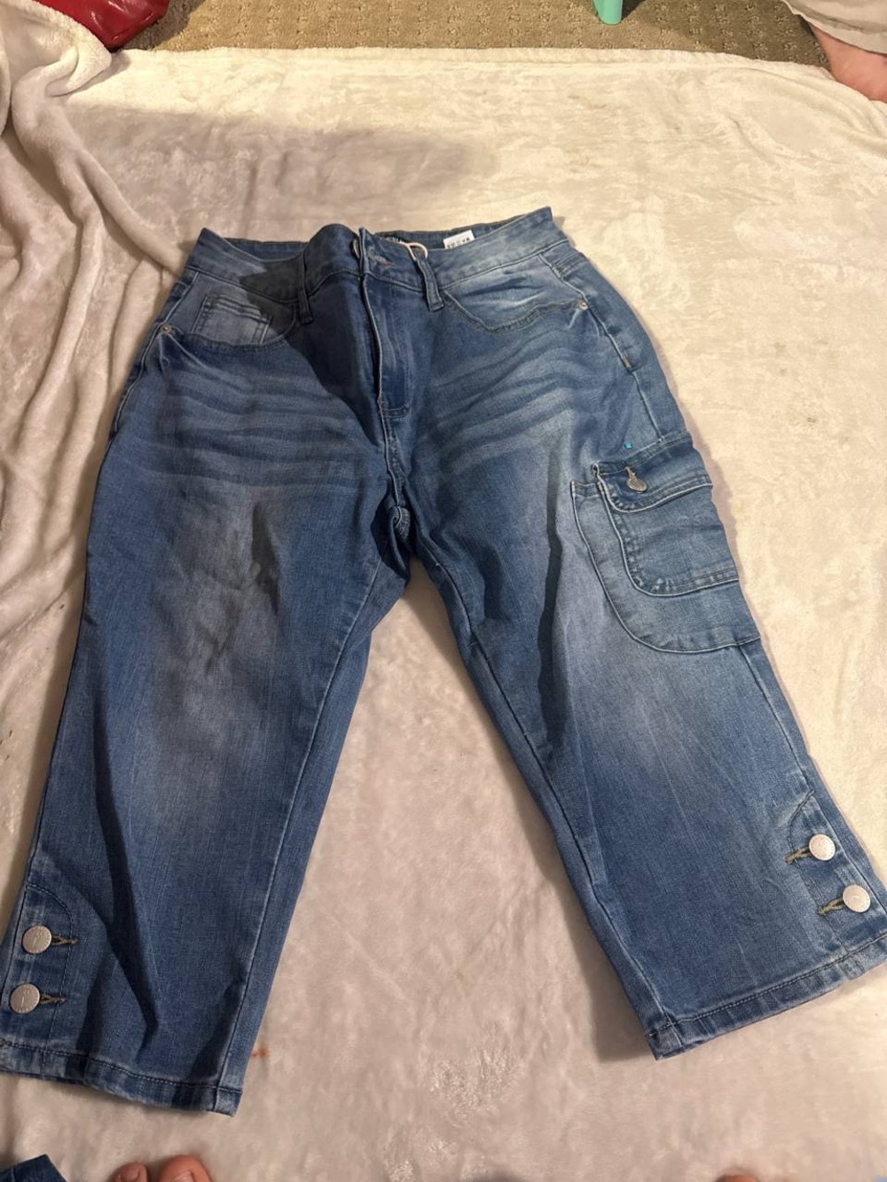 Flamingals Women's High Rise Stretchy Skinny Capri Jeans M PS4-27 - Picture 7 of 7